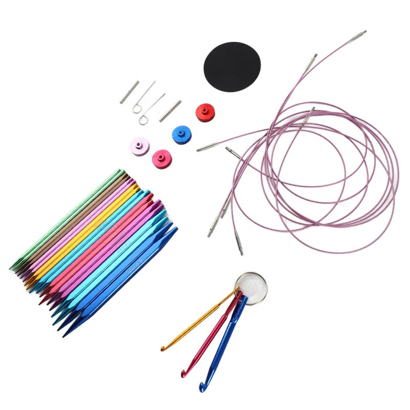 9 Pairs Circular Knitting Needle Set 3.5‑8mm Colorful Square Aluminum Circular Knitting Needles with 40‑100cm Cables - Image 3