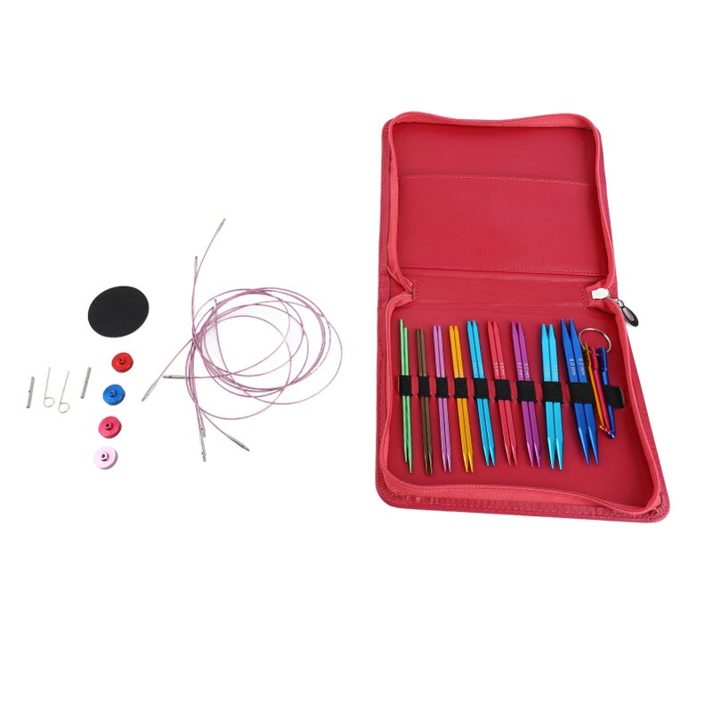 9 Pairs Circular Knitting Needle Set 3.5‑8mm Colorful Square Aluminum Circular Knitting Needles with 40‑100cm Cables - Image 1