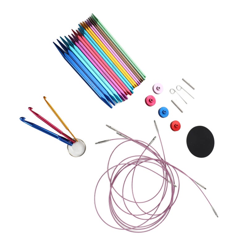 9 Pairs Circular Knitting Needle Set 3.5‑8mm Colorful Square Aluminum Circular Knitting Needles with 40‑100cm Cables - Image 4