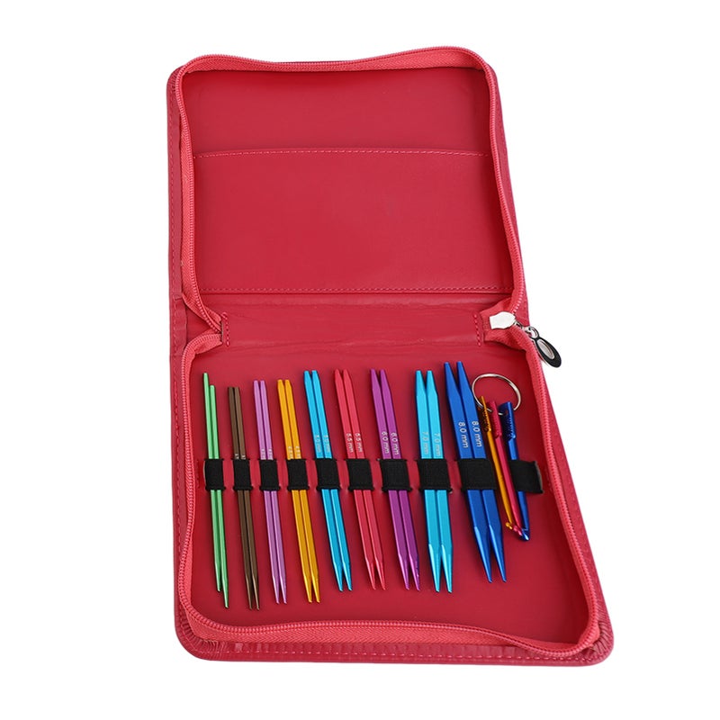 9 Pairs Circular Knitting Needle Set 3.5‑8mm Colorful Square Aluminum Circular Knitting Needles with 40‑100cm Cables - Image 2