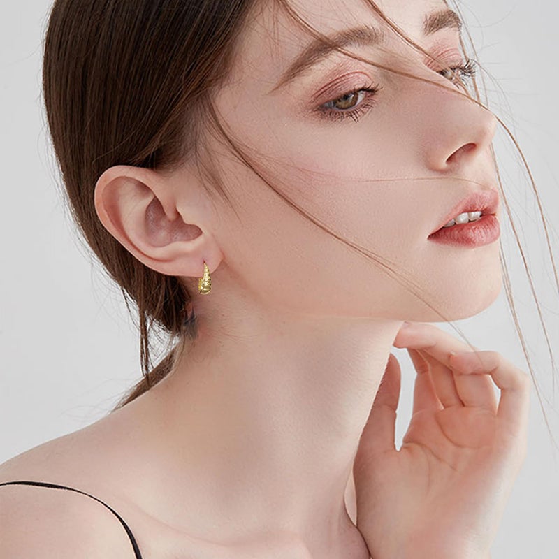 JMScape 9 Pairs Small Huggie Hoop Earrings Set for Women, 14K Real Gold Plated Hypoallergenic Cartilage Earrings, Lightweight Tiny Hoop Earrings for Gift - Image 4