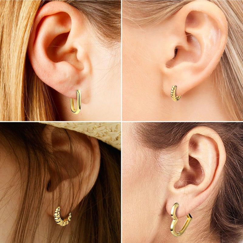 JMScape 9 Pairs Small Huggie Hoop Earrings Set for Women, 14K Real Gold Plated Hypoallergenic Cartilage Earrings, Lightweight Tiny Hoop Earrings for Gift - Image 5