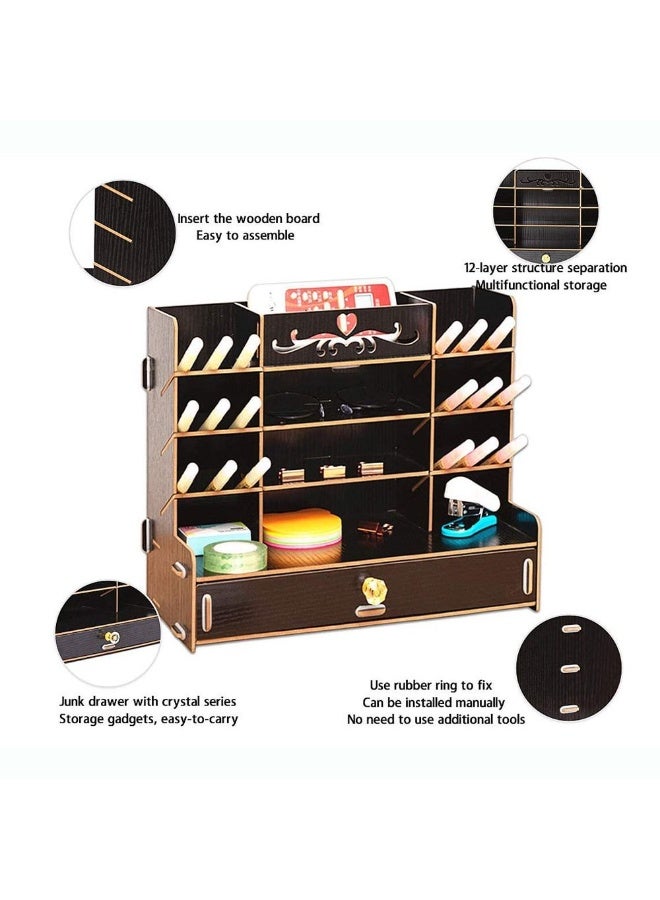 كيدل سطح المكتب المنظم الخشبية مكتب حامل القلم القرطاسية تخزين - Image 4