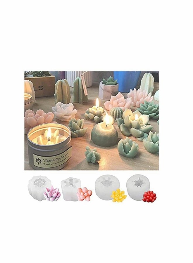 4 Pcs Succulent Silicone Moulds Plants Mould for Making Cake Decoration DIY Candle Fondant Soap Chocolate and Epoxy Resin Crafts - Image 5