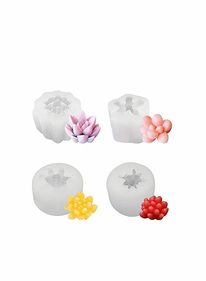 4 Pcs Succulent Silicone Moulds Plants Mould for Making Cake Decoration DIY Candle Fondant Soap Chocolate and Epoxy Resin Crafts - Image 1