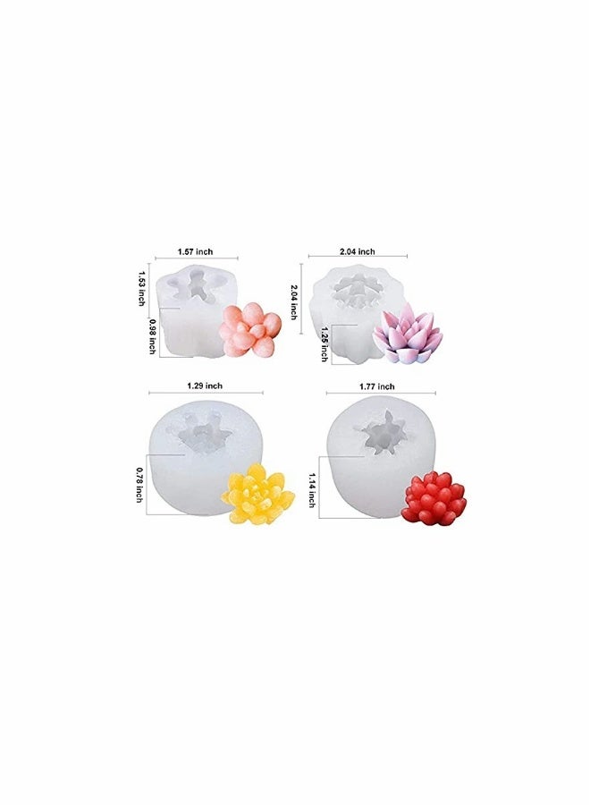 4 Pcs Succulent Silicone Moulds Plants Mould for Making Cake Decoration DIY Candle Fondant Soap Chocolate and Epoxy Resin Crafts - Image 4