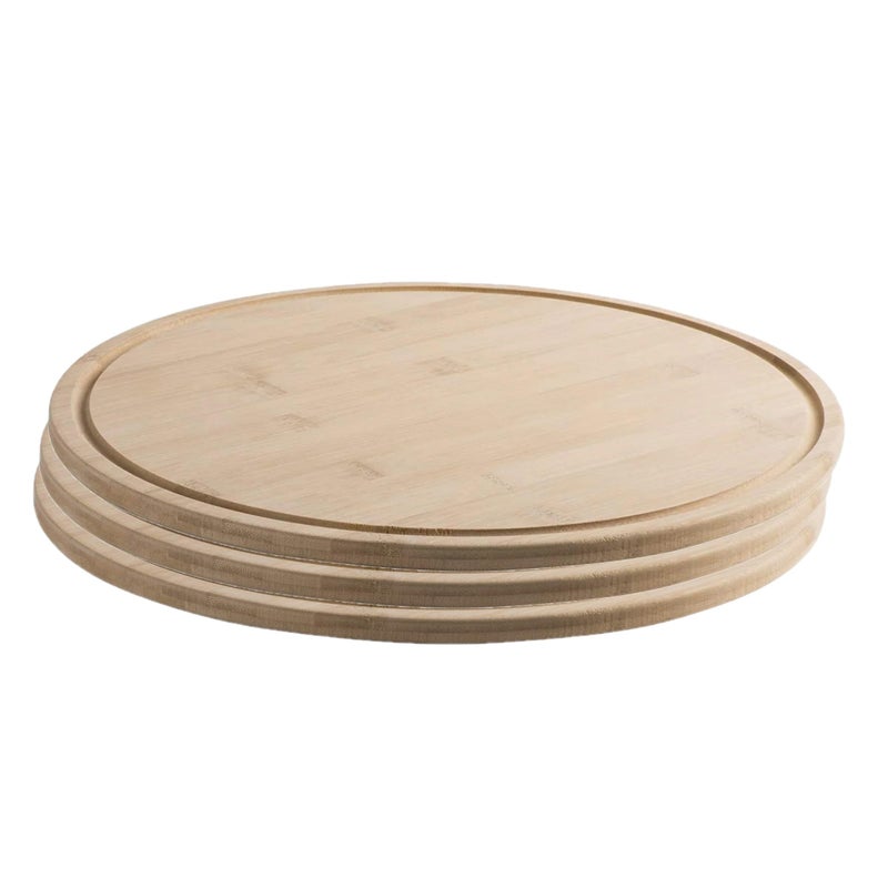 Bamboo Cutting Boards for Kitchen  Wood Cutting Board with Juice Grooves  Small Round Wood Tray  Cutting Board  Meat Wooden Cutting Boards for Kitchen Brisket Chopping Board 12 x 05 Pack of 3