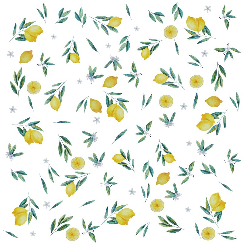 Maydahui Maydahui Lemon Wall Decals Lemonade Green Leaves and Flowers Wall Stickers (41x41 Inch) Peel Stick Removable Summer Fruits Art Murals Decor for Kitchen Nursery Office Fruit Store Background  - Image 1