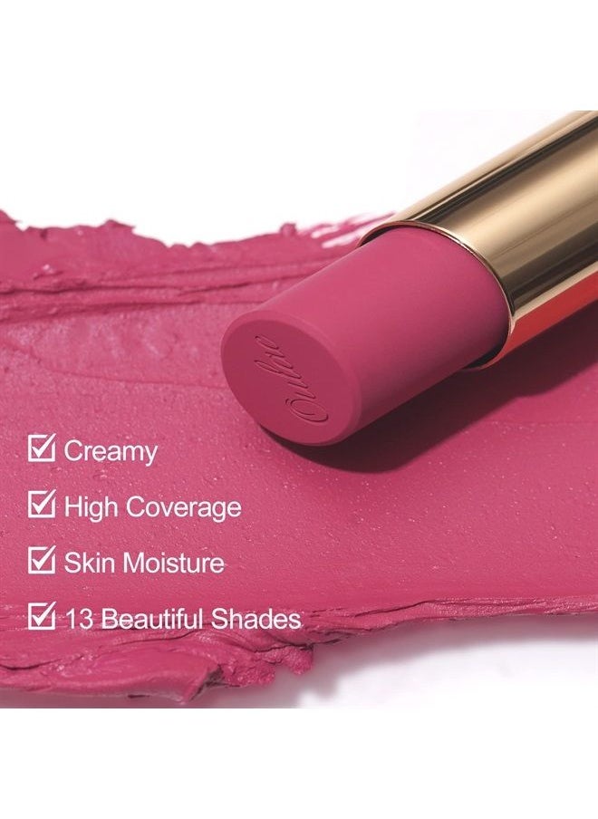 Oulac Rose Pink Creamy Matte Lipstick, Soft Satin Finish Lipsticks for Women with Moisturising Formula, Rich Color, Highly Pigmented Enriched with Rose Oil, Vegan & Cruelty-Free| 3.6g (Y07)  - Image 1