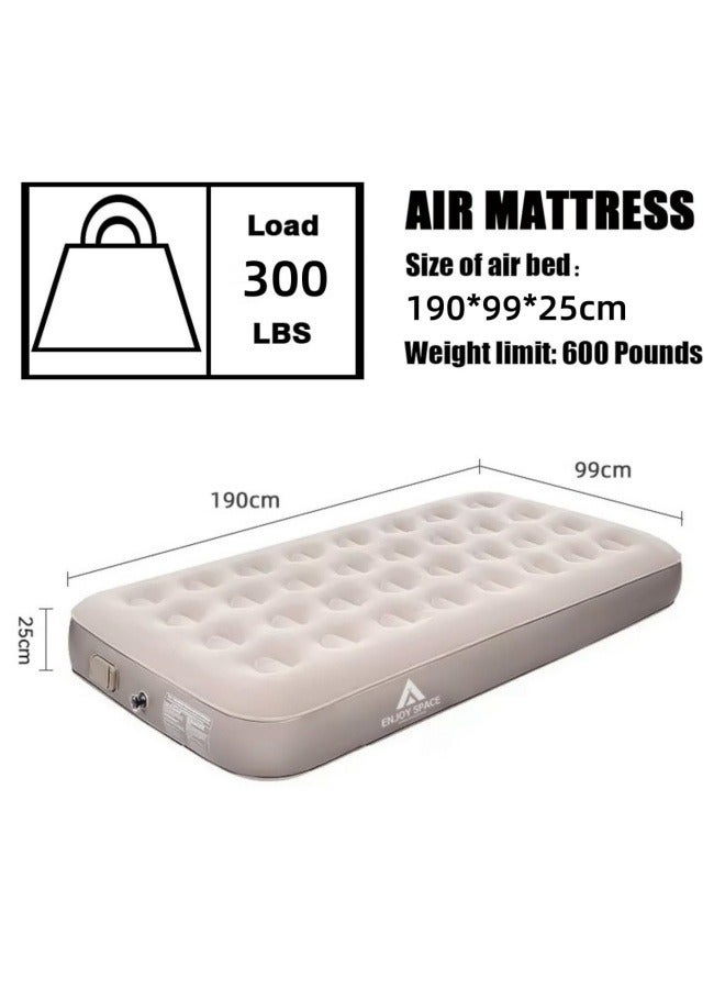 GGEROU Inflatable Mattress,Camping Air Mattresses,Air Bed with Built in Pump,Twin Air Mattress,Portable Air Mattress,for Home Camping Travel (Single/190 * 99 * 25cm) - Image 2
