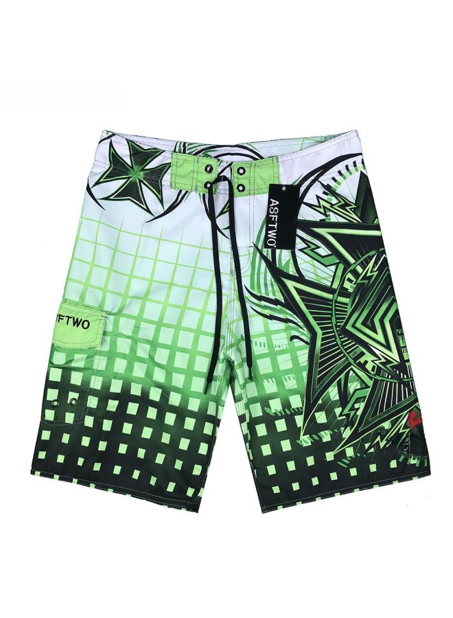 20 9 New Men's Surfing Quick-drying Beach Pants Vacation Hot Spring Travel Beach Pants Plaid Four-color Five-point Shorts 