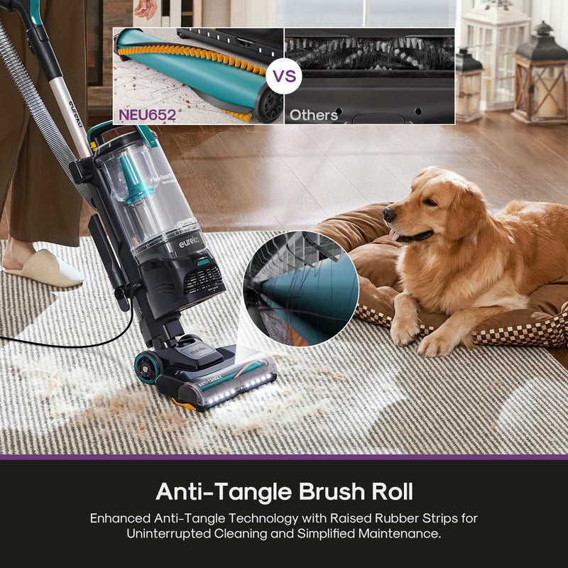 Eureka FlexReach Plus Bagless Upright Vacuum Cleaner for Home,Pet Vacuum for Carpet and Hard Floor, Lift-Up Vacuum with Flooring Type Sensor, HEPA Filter,Anti-Tangle, NEU652, Green - Image 2