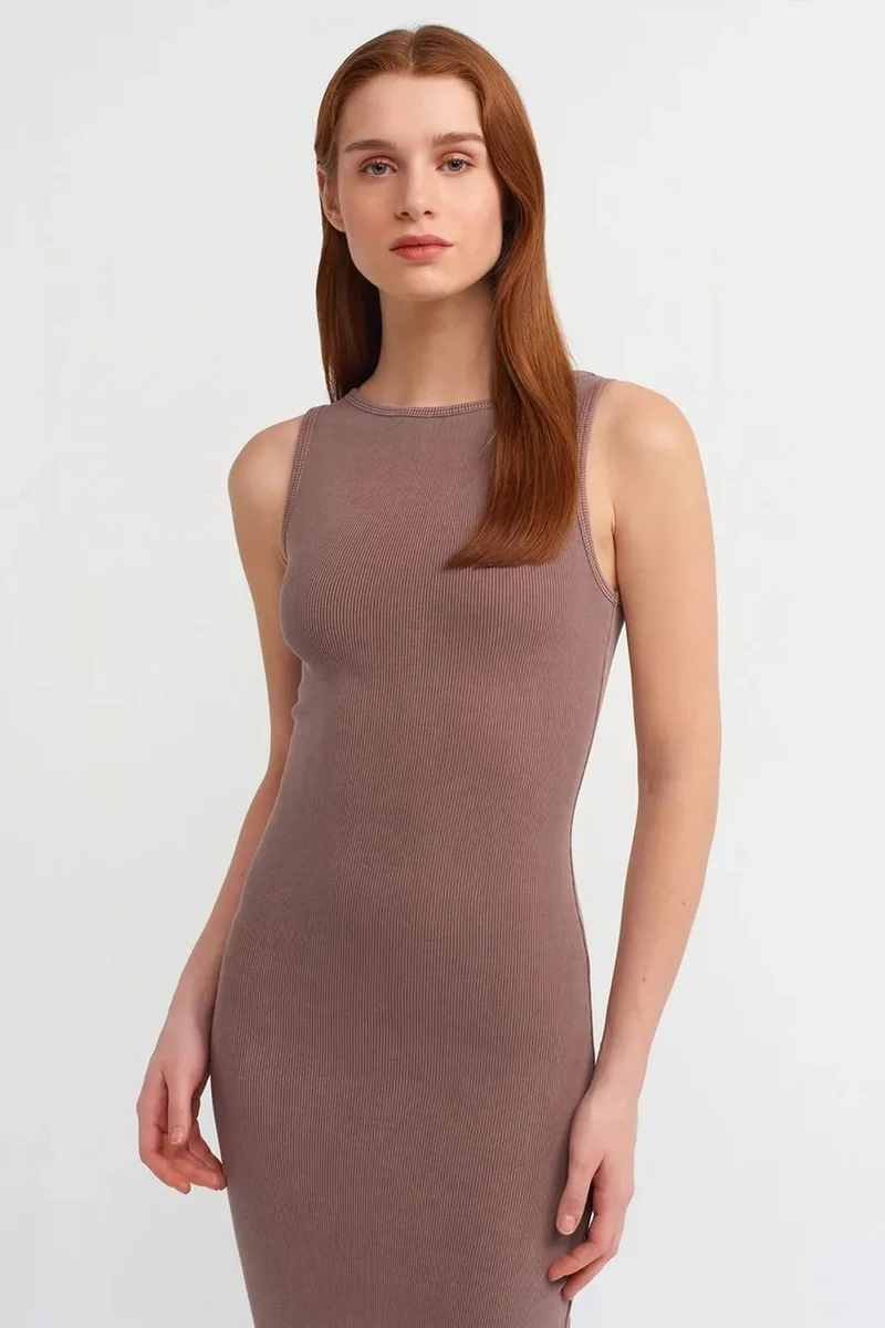 Dilvin Mauve Purple DILVIN Sleeveless Bodycon Midi Dress for Women | Best Price UAE