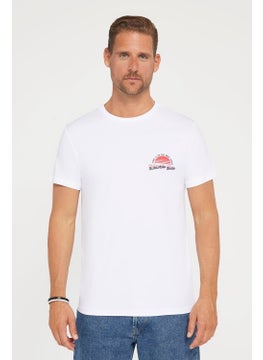Tudors Men's Slim Fit Slim Cut 100% Cotton Soft Texture Printed White Crew Neck T-Shirt  - Image 2