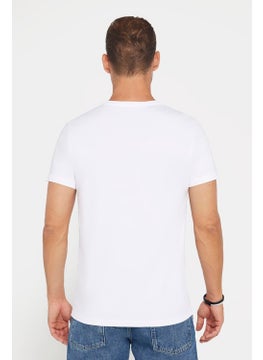 Tudors Men's Slim Fit Slim Cut 100% Cotton Soft Texture Printed White Crew Neck T-Shirt  - Image 5