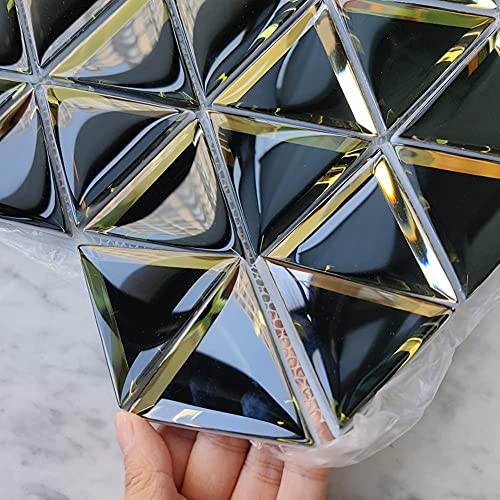 Diflart Beveled Mirror Glass Mosaic Tile, Black and Gold, 3 Inch Triangle, Glass Tile for Bathroom Kitchen Backsplash Shower Wall, Pack of 5 Sheets - Image 5