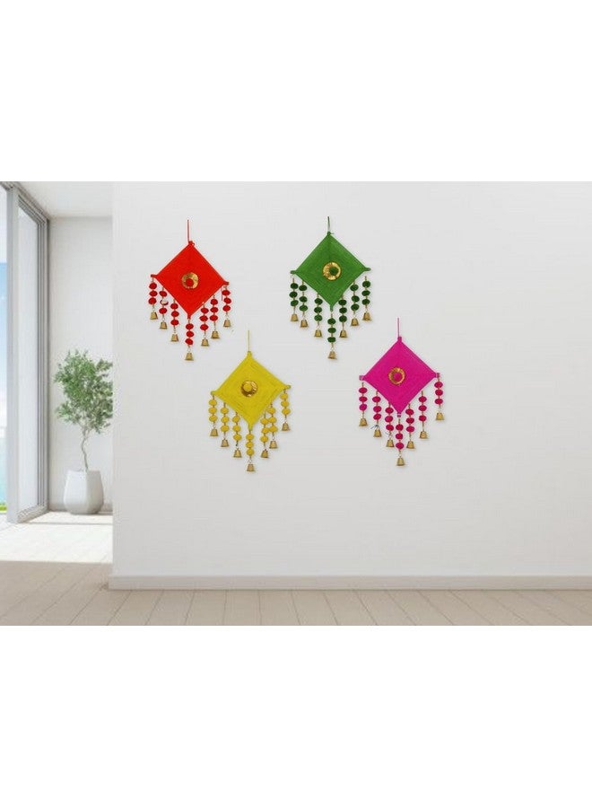 JH Gallery Handmade Decorative Woolen Kites Door and Wall Hangings for Home Décor, Pooja Room Decoration, Haldi Mehndi Décor, Wedding Decorartion(Pack of 4, 14 Inch Height Each) - Image 5