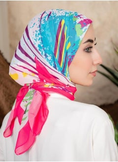 Digital Crepe Square Scarf 90x90cm, Lightweight and Elegant Silk Scarf, Modern Design Printed with Vibrant Colors, Perfect Scarf Hijab for Occasions and Daily Use, Multicolor
