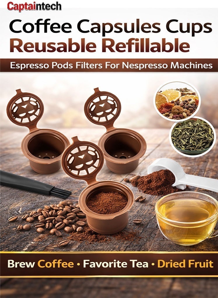 Captaintech 3-in-1 Refillable Espresso Pods – Sustainable Reusable Coffee Capsule Set Compatible with Multi-Purpose Stainless Steel Mesh Filters for DIY Coffee, Tea, and Fruit Infusions - Image 1