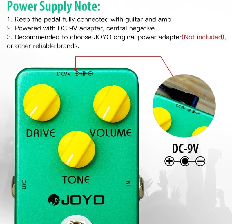 JOYO Vintage Overdrive Pedal Classic Tube Screamer Pedal for Electric Guitar with True Bypass (JF-01) Stain resistant - Image 4