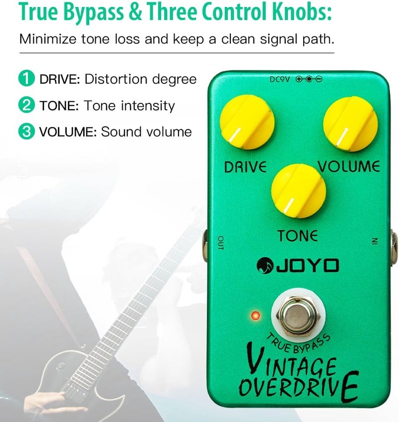 JOYO Vintage Overdrive Pedal Classic Tube Screamer Pedal for Electric Guitar with True Bypass (JF-01) Stain resistant - Image 3
