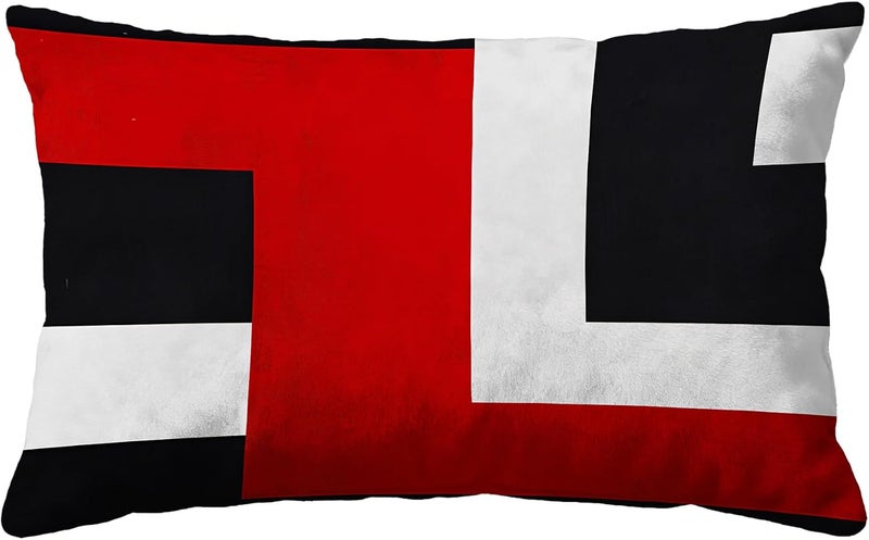 Identiy Red and Black Geometric Throw Pillow Cover 12x20 Inch Pack of 1, Modern Abstract Art Decorative Pillow Case, Lumar Cushion Pillow Cover for Home Sofa Couch Indoor Outdoor - Image 1