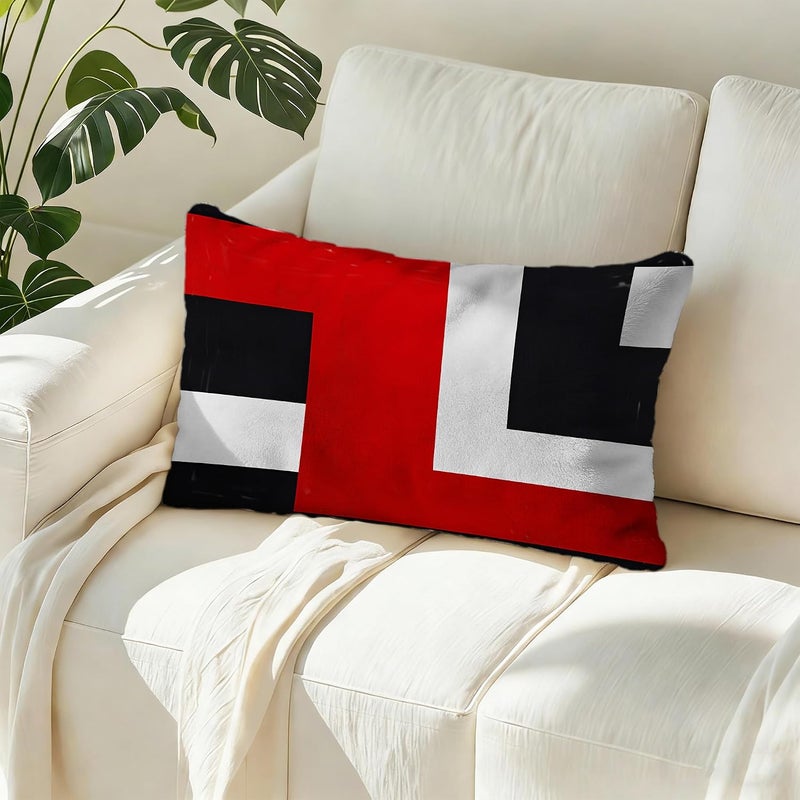 Identiy Red and Black Geometric Throw Pillow Cover 12x20 Inch Pack of 1, Modern Abstract Art Decorative Pillow Case, Lumar Cushion Pillow Cover for Home Sofa Couch Indoor Outdoor - Image 5