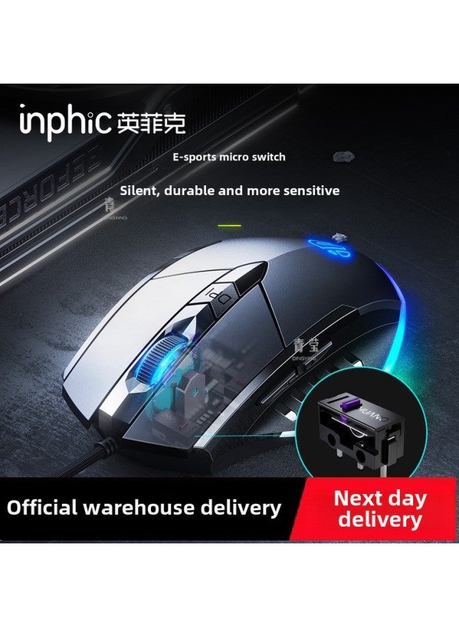 Macro Game Special PW1 Mechanical Desktop Mouse Usb Its Qingying Office E-Sports Mute Laptop Wired-Color:6-button Upgraded Version Classic Black + Mouse Pad-Interface:Official Standard  - Image 3
