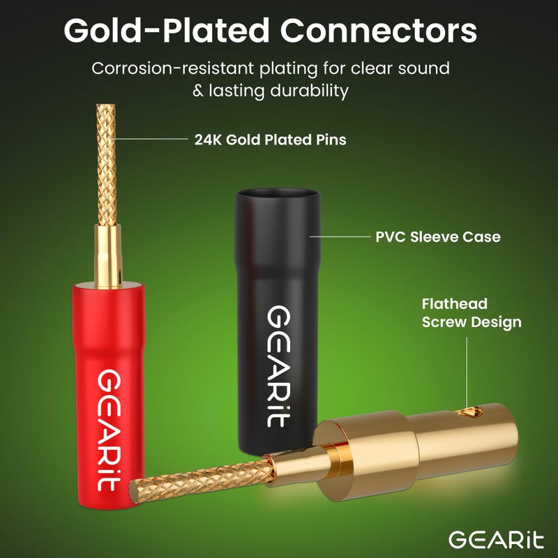 GEARit Flex Pin Banana Plugs for Speaker Wire (6 Pairs, 12 Pieces), Speaker Connector Pin Plug Type, 24K Gold Plated Insulated for Spring-Loaded Banana Jack Terminals (Support 12 AWG to 20 AWG Wires) - Image 2