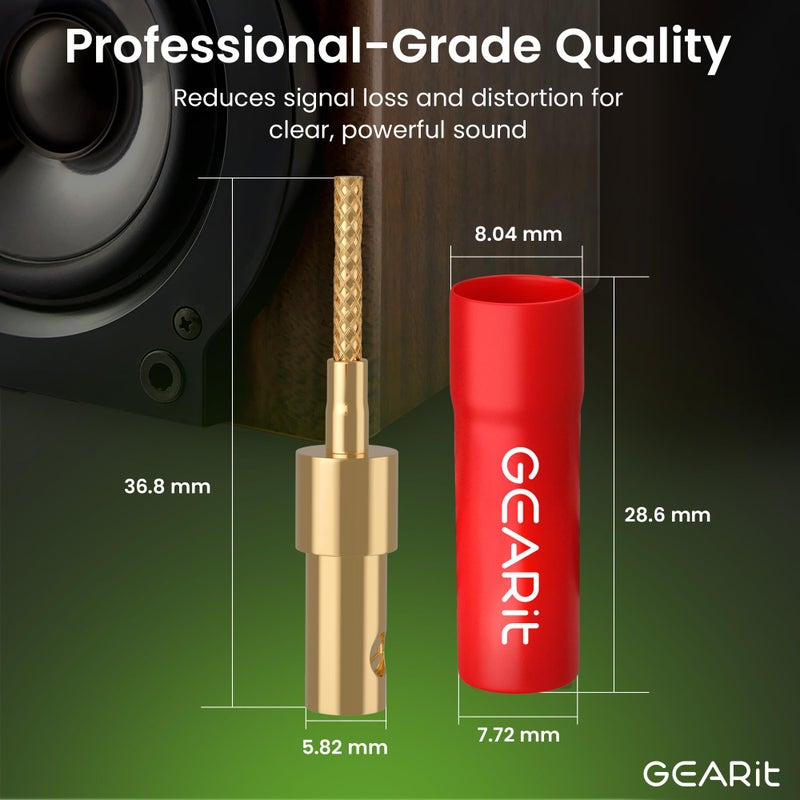 GEARit Flex Pin Banana Plugs for Speaker Wire (6 Pairs, 12 Pieces), Speaker Connector Pin Plug Type, 24K Gold Plated Insulated for Spring-Loaded Banana Jack Terminals (Support 12 AWG to 20 AWG Wires) - Image 3