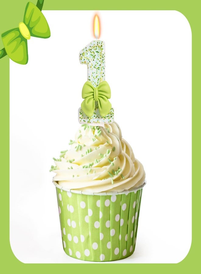 ElekFX Birthday Candle for Cake, Green Bow Number Cake Candles, 2.76 inch Cake Topper Decoration for Birthday Party (Number 1) - Image 3