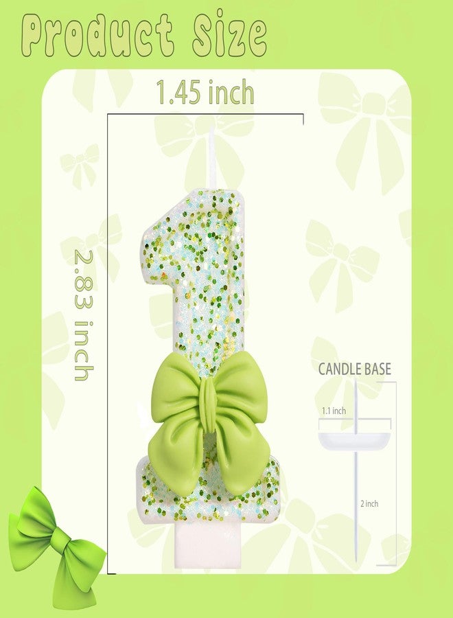 ElekFX Birthday Candle for Cake, Green Bow Number Cake Candles, 2.76 inch Cake Topper Decoration for Birthday Party (Number 1) - Image 2