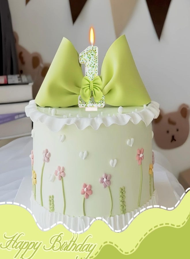 ElekFX Birthday Candle for Cake, Green Bow Number Cake Candles, 2.76 inch Cake Topper Decoration for Birthday Party (Number 1) - Image 4