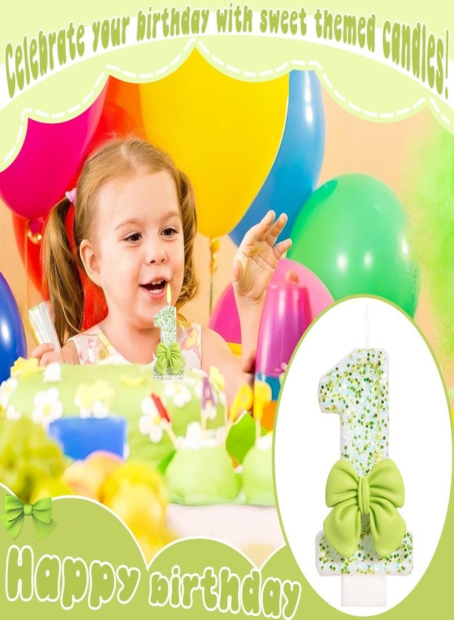 ElekFX Birthday Candle for Cake, Green Bow Number Cake Candles, 2.76 inch Cake Topper Decoration for Birthday Party (Number 1) - Image 5