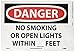 NMC NMC D589PB OSHA Sign, Legend "DANGER - NO SMOKING OR OPEN LIGHTS WITHIN _ FEET", 14" Length x 10" Height, Pressure  - Image 2