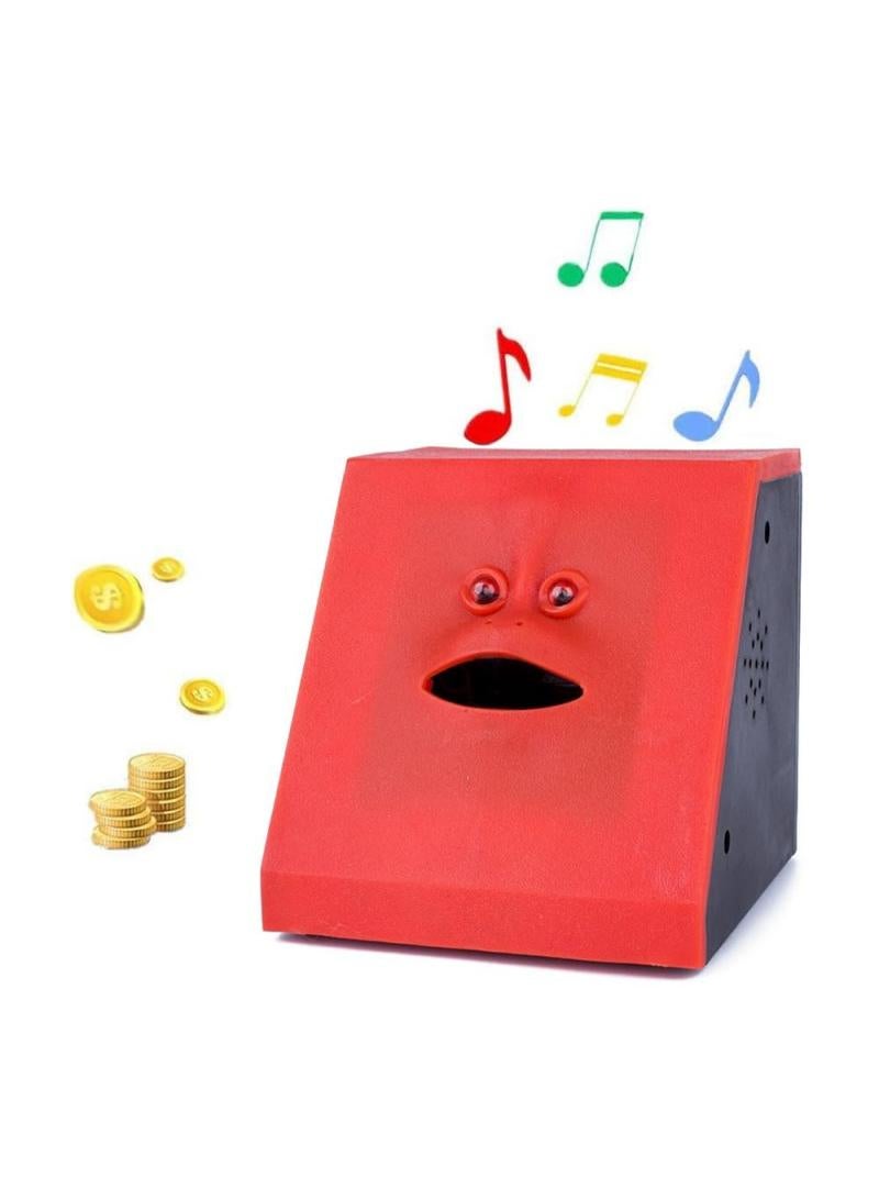 general Novelty Coin Money Eating Musical Face Bank Automatic Money Saving Collection Money Bank For Kids Children (Red Flat) - Image 1