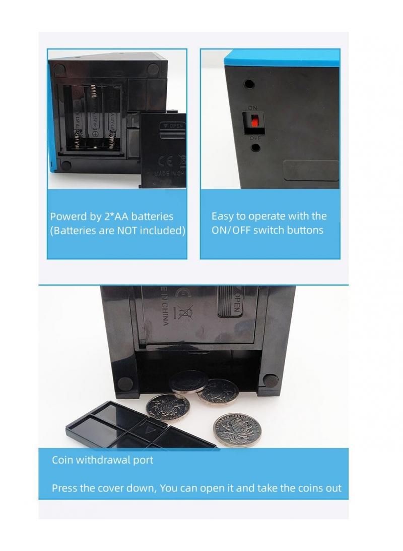 general Novelty Coin Money Eating Musical Face Bank Automatic Money Saving Collection Money Bank For Kids Children (Red Flat) - Image 3