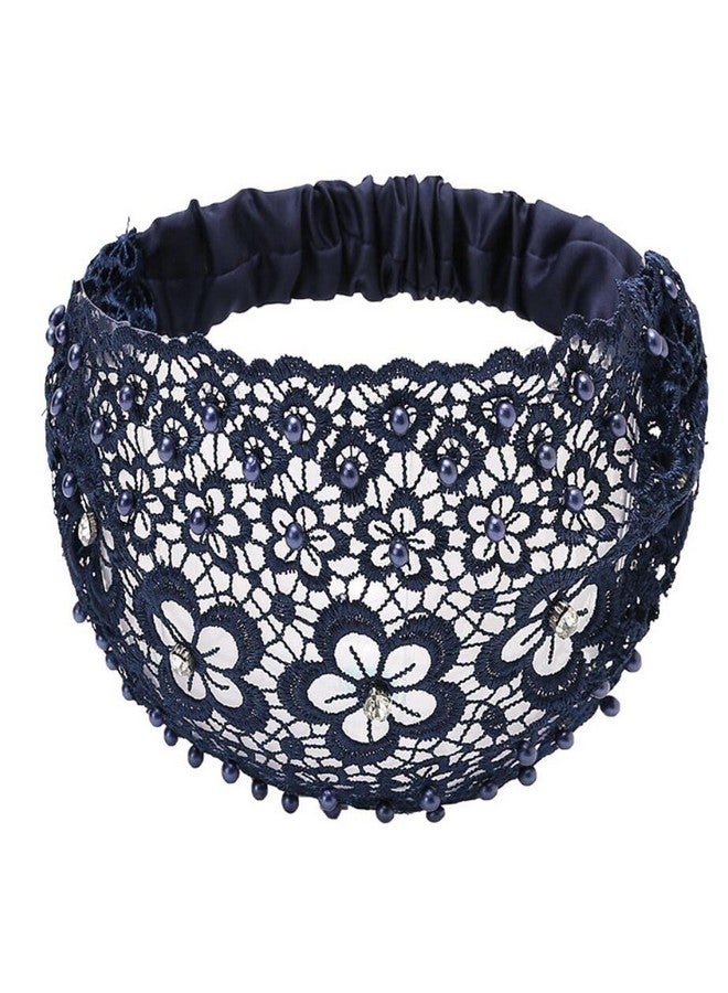 FZBNSRKO Zbnsrko 4 Pcs Lace Headbands For Women Wide Floral Pearl Lace Elastic Headbands Hair Accessories For Women Fashion Random Color - Image 3