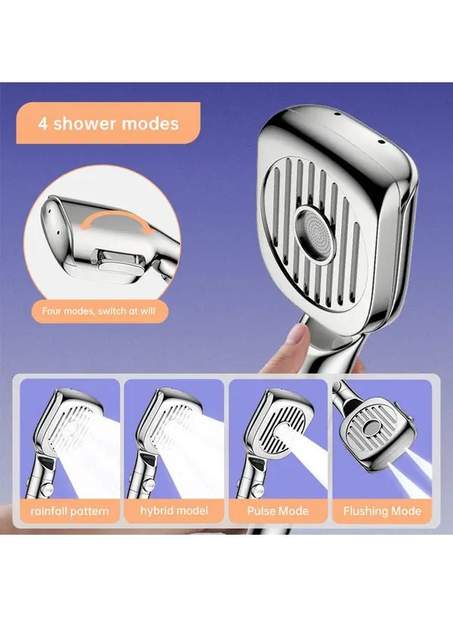 Turbine Shower Silver Handheld Shower With 4 Modes High Flow Water Panel One Touch Stop Valve - Image 5