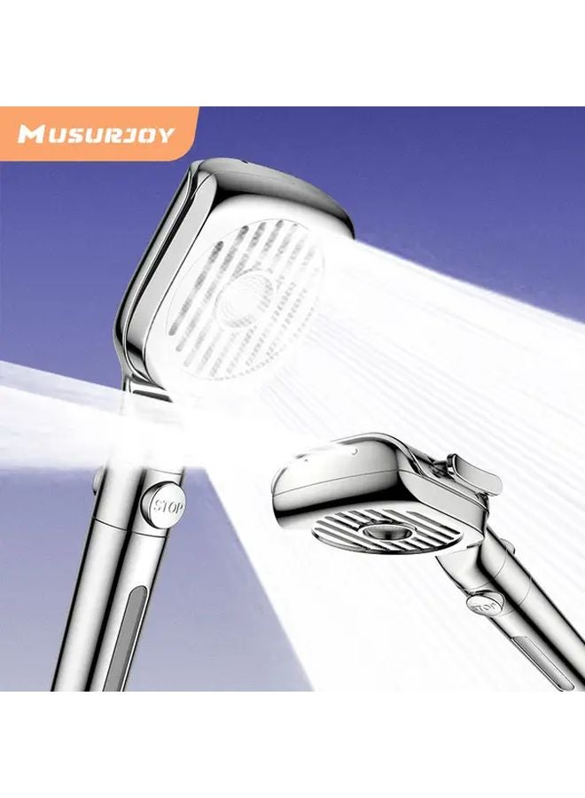 Turbine Shower Silver Handheld Shower With 4 Modes High Flow Water Panel One Touch Stop Valve - Image 3