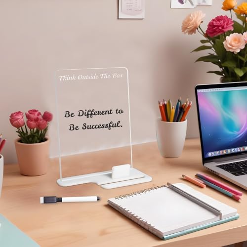True Flair Trueflair Acrylic Board For Desk (24x16 CM)| Best Planner & Organiser For Enhancing Productivity | White Acrylic Base With Slot For Phone | Including Dry Erase Marker (Think Outside The Box, Design 2) - Image 2