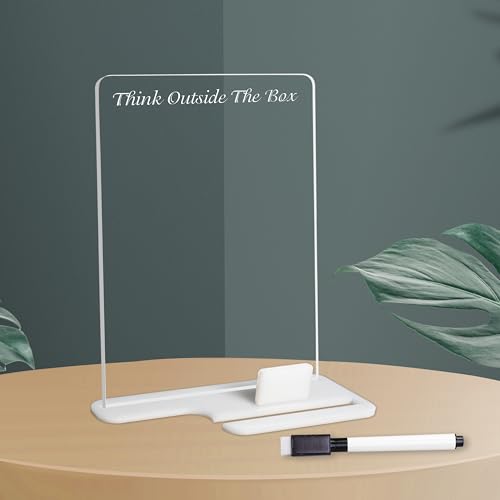 True Flair Trueflair Acrylic Board For Desk (24x16 CM)| Best Planner & Organiser For Enhancing Productivity | White Acrylic Base With Slot For Phone | Including Dry Erase Marker (Think Outside The Box, Design 2) - Image 1
