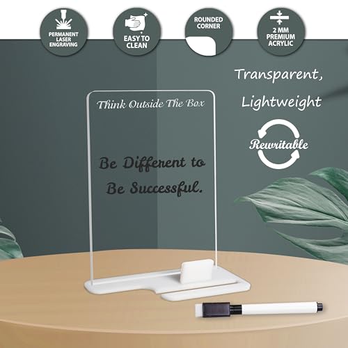 True Flair Trueflair Acrylic Board For Desk (24x16 CM)| Best Planner & Organiser For Enhancing Productivity | White Acrylic Base With Slot For Phone | Including Dry Erase Marker (Think Outside The Box, Design 2) - Image 4