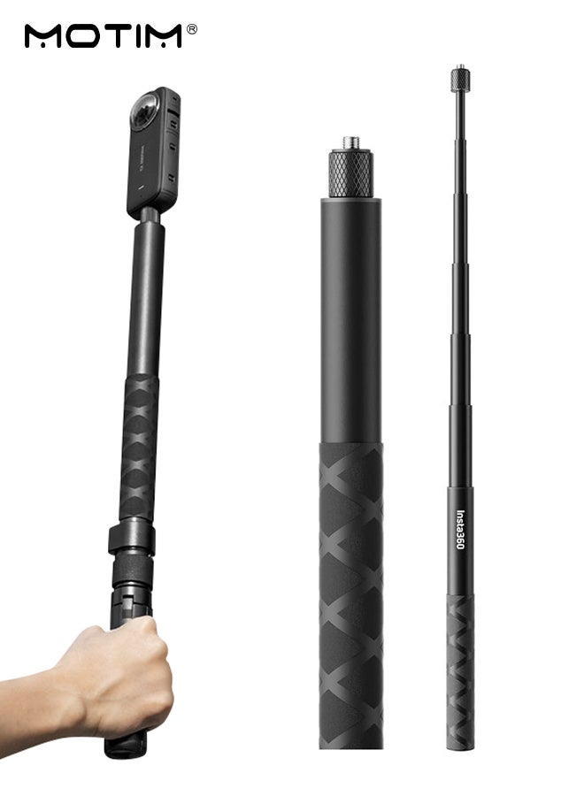 Motim 117cm Invisible Selfie Stick Camera Stick for DJI osmo/Insta360X3/X4/X5, 1/4" Extendable Rotatable Handle Monopod Pole