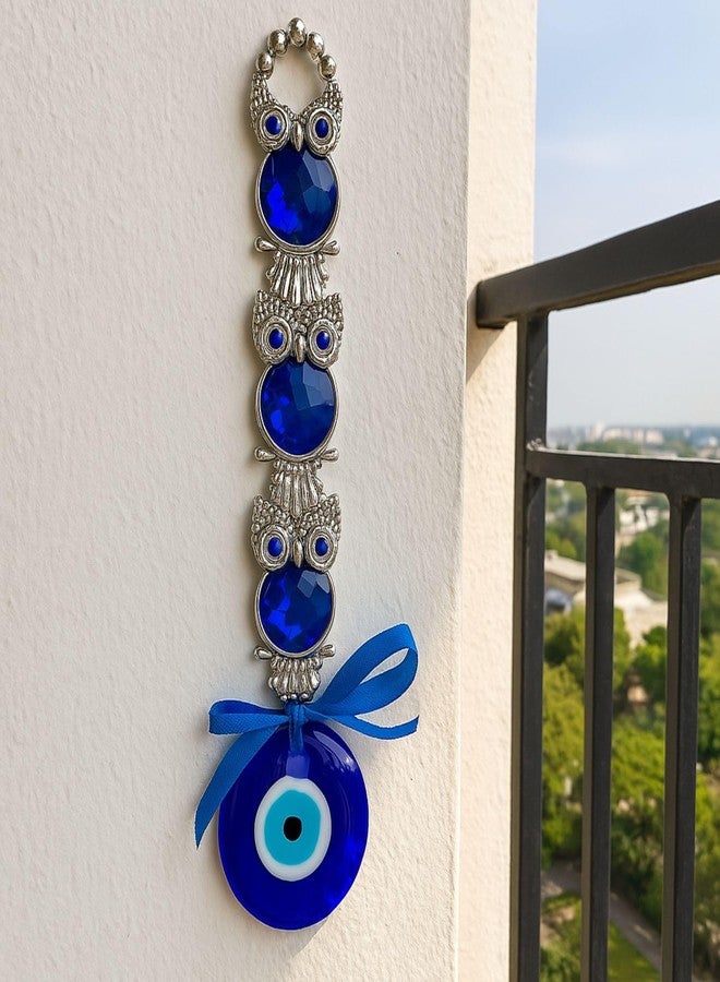 sculpmart 3 Owl Evil Eye Hanging for Home Entrance | Triple Owl Nazar Battu Ornament for Wall Hanging,Door, Balcony & Gifting | Brings Positivity & Wards Off Negative Energy - Image 1