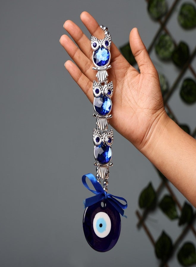 sculpmart 3 Owl Evil Eye Hanging for Home Entrance | Triple Owl Nazar Battu Ornament for Wall Hanging,Door, Balcony & Gifting | Brings Positivity & Wards Off Negative Energy - Image 2