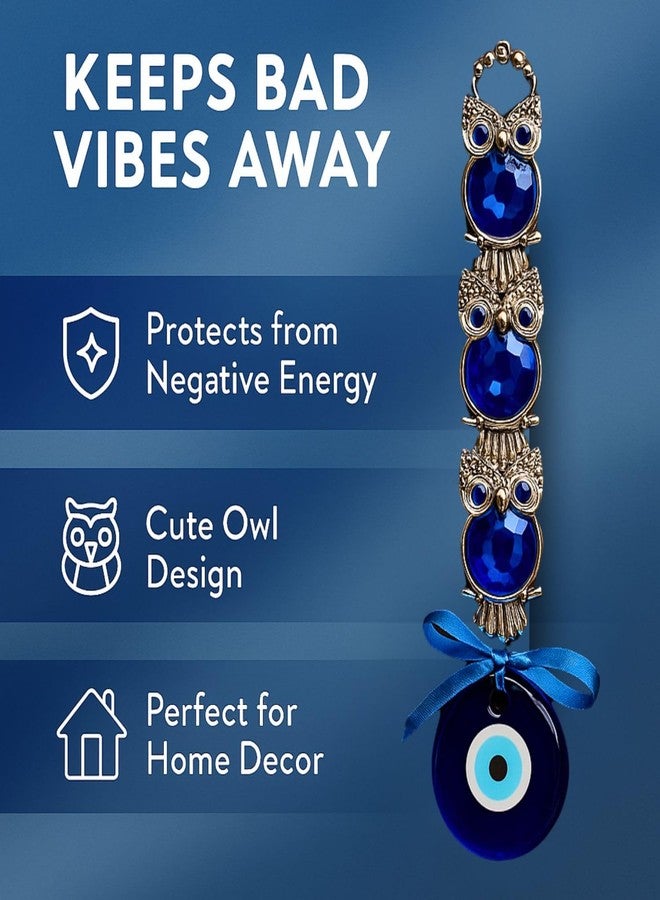 sculpmart 3 Owl Evil Eye Hanging for Home Entrance | Triple Owl Nazar Battu Ornament for Wall Hanging,Door, Balcony & Gifting | Brings Positivity & Wards Off Negative Energy - Image 3
