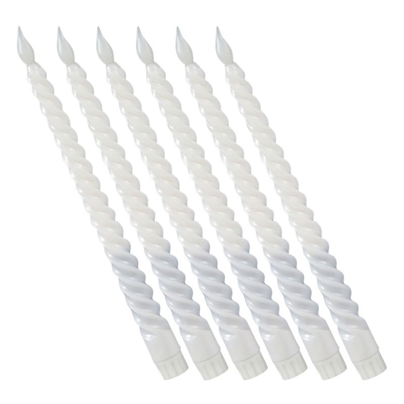 6pcs Flameless Taper Candles Battery Operated Spiral Candles For Wedding Birthday Home Holiday Decor Stylish Flameless Lights - Image 1