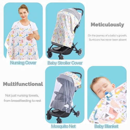 Sunkizzrs® Cotton 360° Nursing Covers for Breastfeeding —Feeding Cover Breastfeeding Mother —Feeding Covers for Nursing Mom —Feeding Scarf Breastfeeding with Mosquito Net for Baby Stroller - Image 4