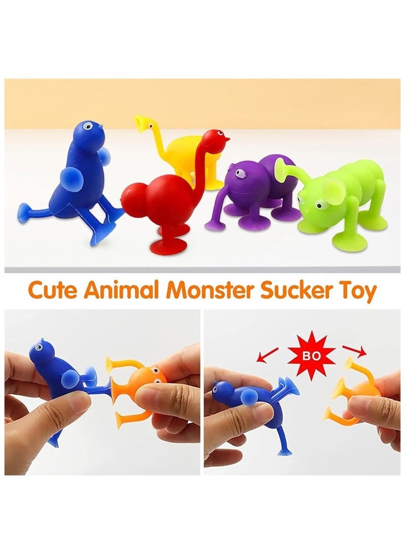 جيوستوس 15 PCS Soft Silicone Cup Cup Play Play Set ، ألعاب كأس الشفط على شكل حيوان ، إطلاق ضغط متعدد الألوان ، ألعاب تفاعلية للوالدين ، ألعاب غرفة الأطفال - Image 4